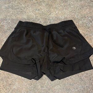 Black double lined athletic shorts. Great for running or biking!